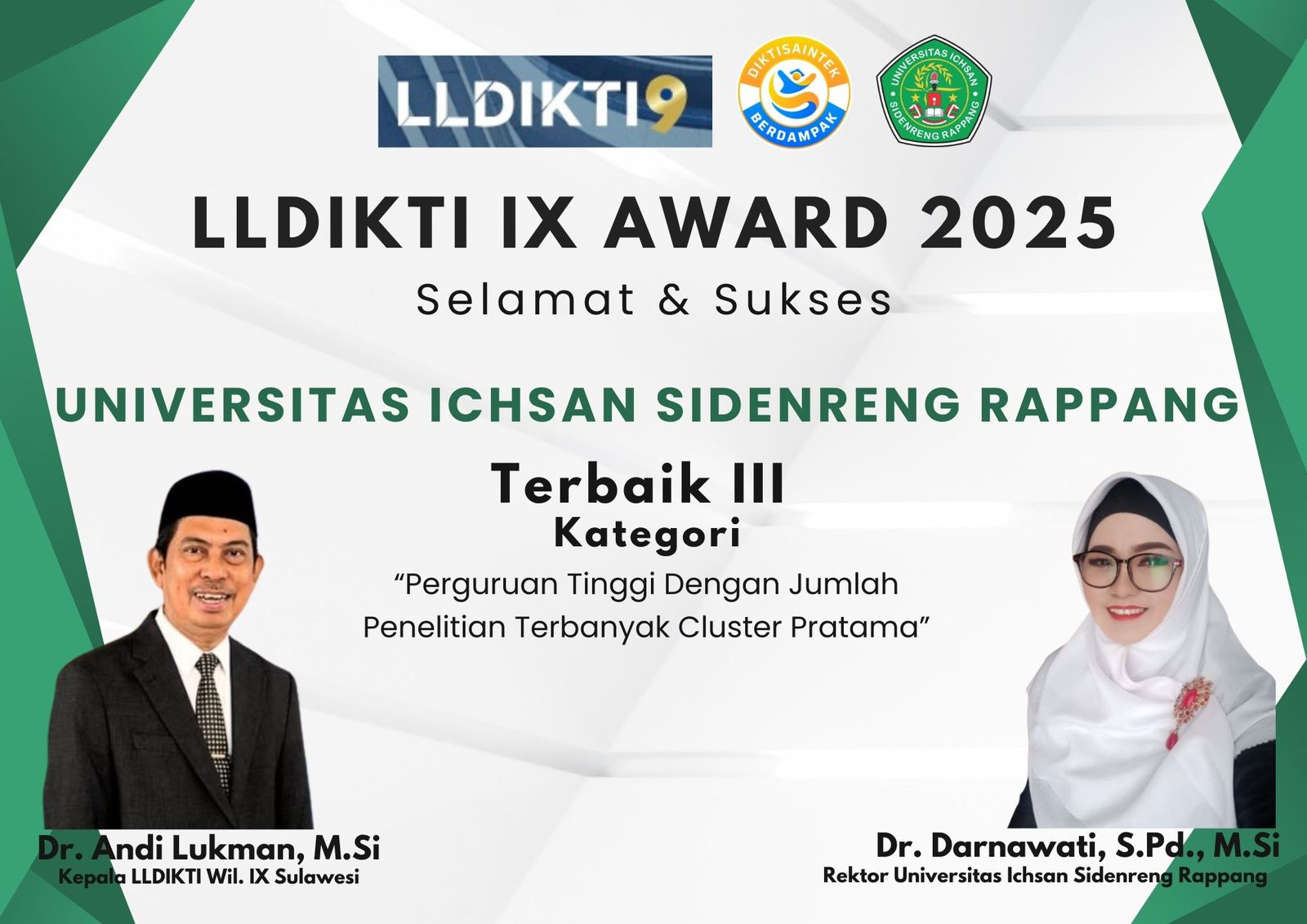UNISAN Sidrap Torehkan Prestasi Dalam LLDIKTI IX Award 2025, Terbaik III Jumlah Jurnal Terbanyak Cluster Pratama